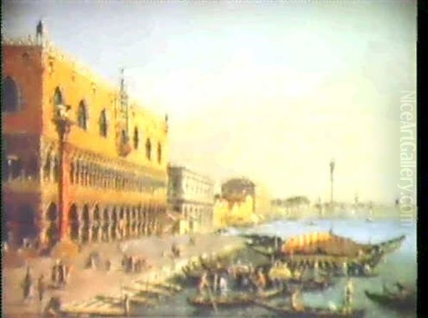 Vue De Palais Des Doges Et De La Riva Deglie Schiavoni;     Vue De Grand Canal Oil Painting by William James