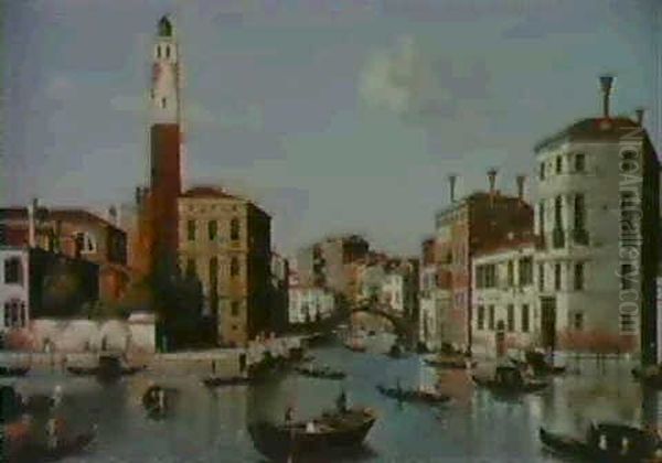 The Grand Canal, Venice With The Church Of San Geremia And  The Entrance To The Cannaregio Oil Painting by William James