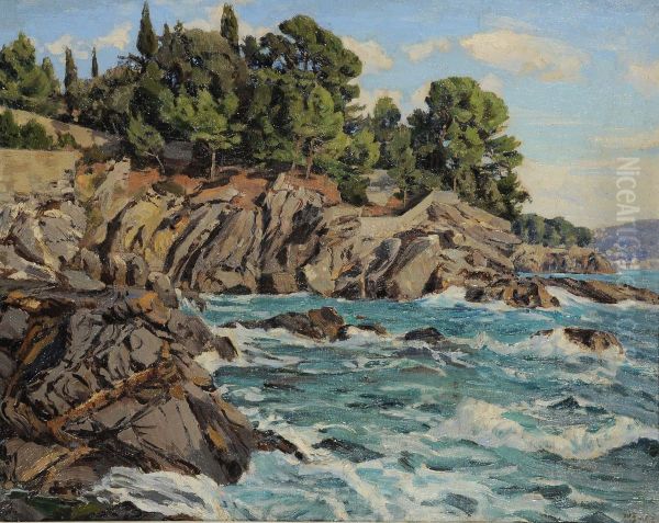 Marina A Nervi Oil Painting by Wilhelm Bartsch