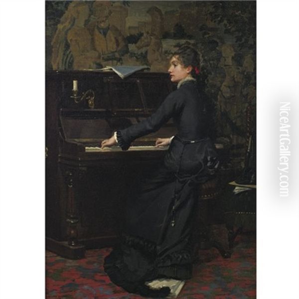 At The Piano Oil Painting by Middleton Jameson