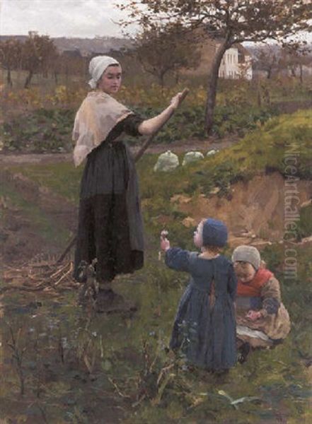 In The Garden Oil Painting by Middleton Jameson