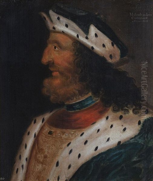 Head And Shoulder Portrait Of Malcolm Iii Of Scotland by George Jamesone