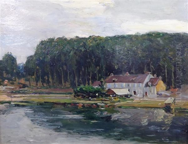 Village On The Seine Oil Painting by Alexander Jamieson