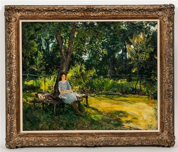 Biddy In The Garden Oil Painting by Alexander Jamieson