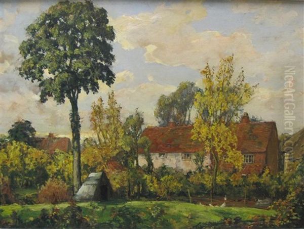 Old Cottages - Weston Turville, Buckinghamshire Oil Painting by Alexander Jamieson