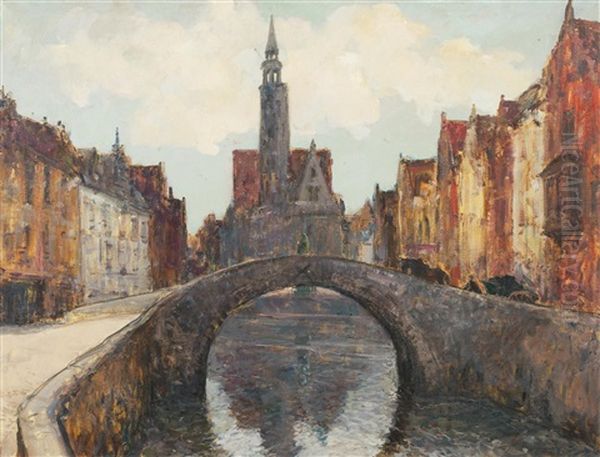 On The Canal, Bruges Oil Painting by Alexander Jamieson