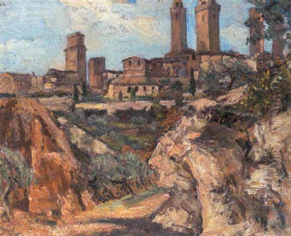 Italian Hill Town Oil Painting by Alexander Jamieson