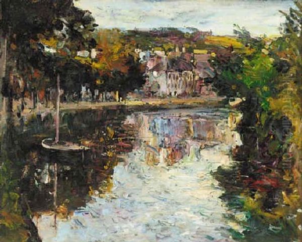 On The River, Quimperle, Brittany Oil Painting by Alexander Jamieson