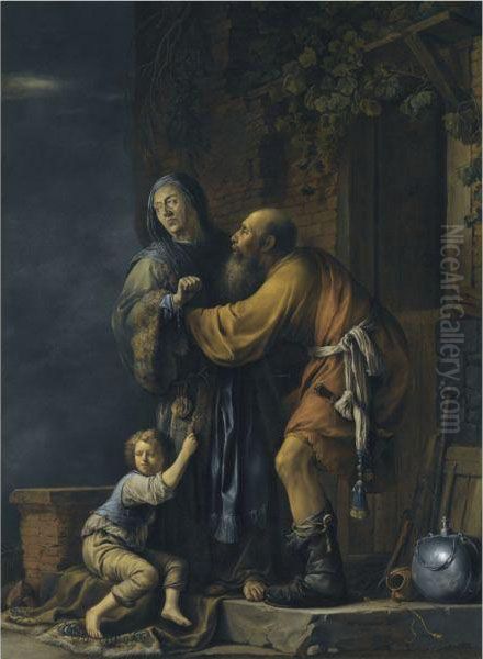 Abraham Pleading With Sarah On Behalf Of Hagar Oil Painting by Willem Bartsius