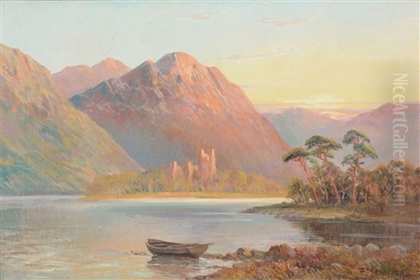 A View Across A Loch Oil Painting by Francis E. Jamieson