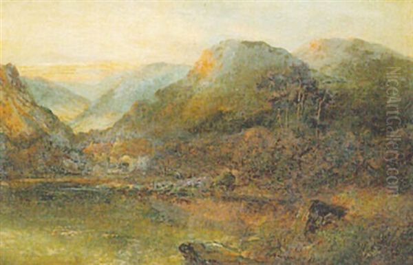 Mountain Loch View Oil Painting by Francis E. Jamieson