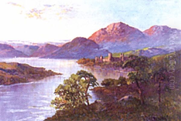 Castle In A Highland Landscape Oil Painting by Frank E. Jamieson