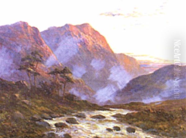 Highland Landscape At Dusk Oil Painting by Frank E. Jamieson