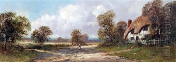 Country Landscape With Cottage Oil Painting by Frederick E. Jamieson