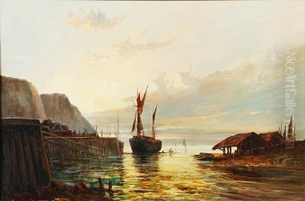 Harbor At Dawn Oil Painting by Frederick E. Jamieson