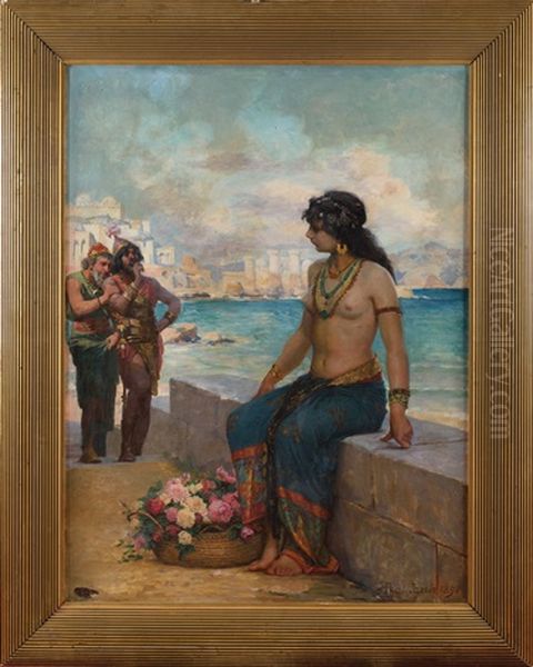 La Vendeuse De Roses Oil Painting by Paul-Joseph Jamin