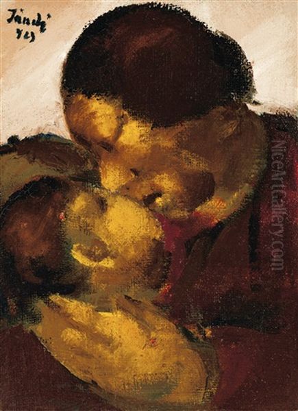 Mother With Child Oil Painting by David Jandi