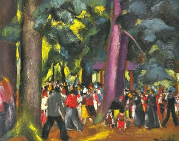 Revelers In The Grove Oil Painting by David Jandi