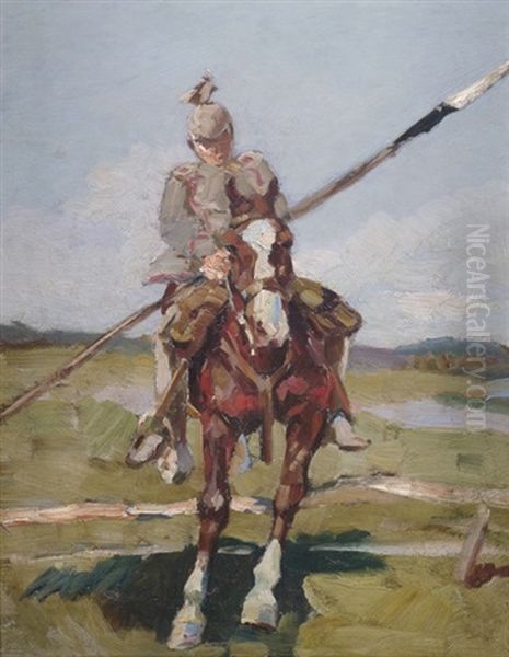 Ulane Zu Pferd Oil Painting by Angelo Jank