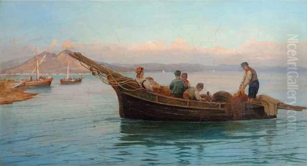 Il Ritorno Dalla Pesca Oil Painting by Pietro Barucci