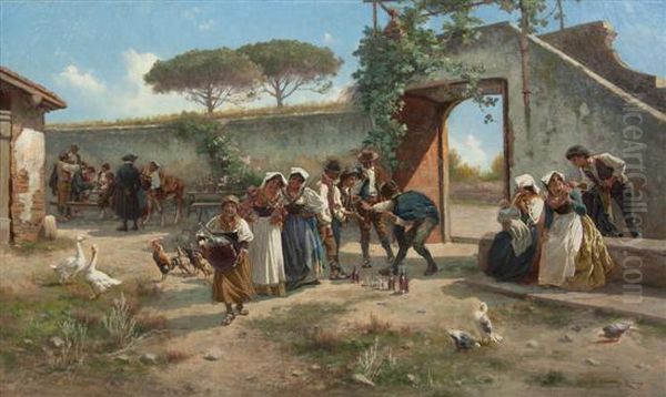 Village Wine Fest Oil Painting by Pietro Barucci