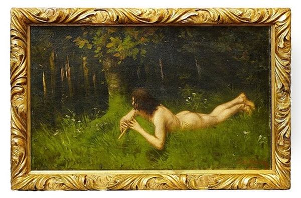 Woodland Nymph Playing A Pipe Oil Painting by Czeslaw Boris Jankowski