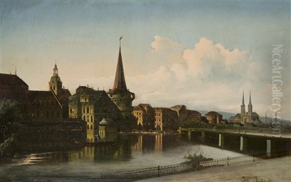 Lucerne Oil Painting by Johann Wilhelm Jankowski