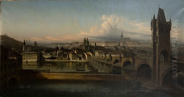 Prague Oil Painting by Johann Wilhelm Jankowski