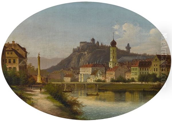 Blick Auf Luzern - Stadtvedute Oil Painting by Johann Wilhelm Jankowski