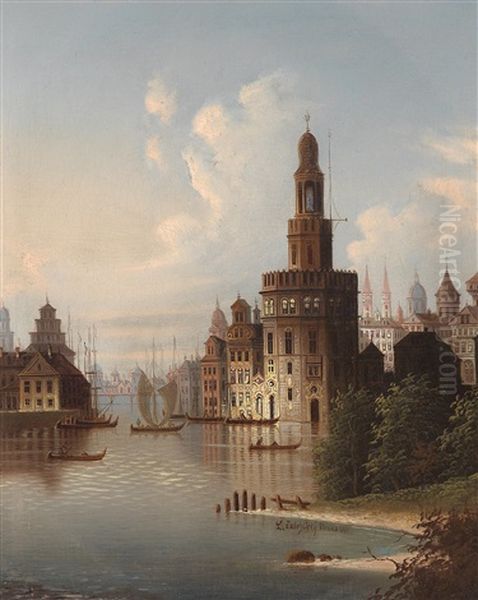 Motif Of Seville Oil Painting by Johann Wilhelm Jankowski