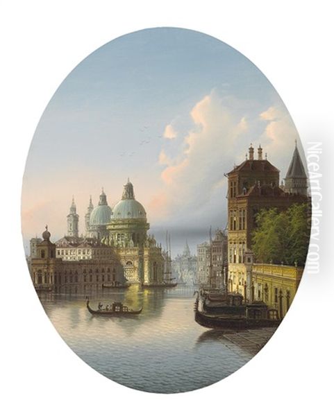 Venetian Scene, View Of Santa Maria Salute Oil Painting by Johann Wilhelm Jankowski