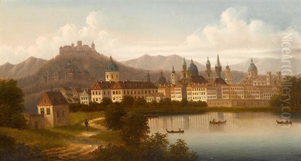 Salzburg Oil Painting by Johann Wilhelm Jankowski