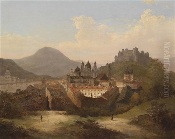 Blick Auf Salzburg Oil Painting by Johann Wilhelm Jankowski