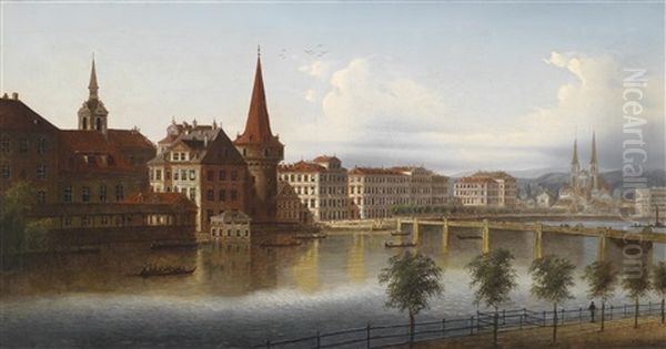 Blick Auf Luzern, Schweiz Oil Painting by Johann Wilhelm Jankowski