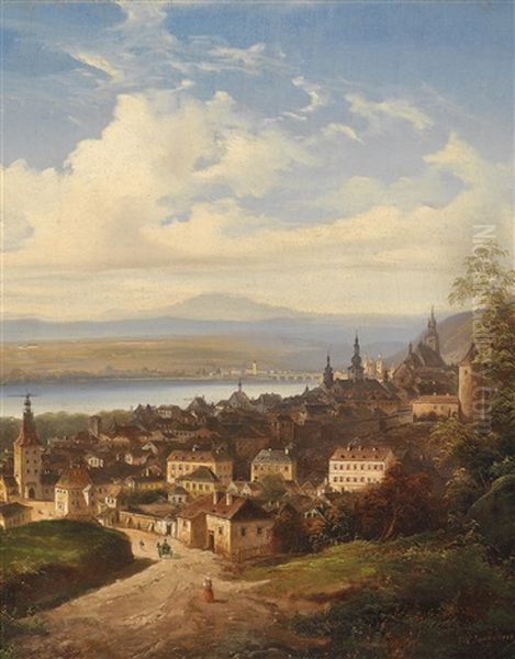 Blick Auf Krems/donau Oil Painting by Johann Wilhelm Jankowski