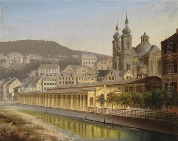 Blick Auf Karlsbad Oil Painting by Johann Wilhelm Jankowski