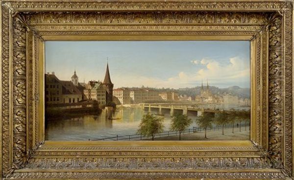 Vue De Lucerne Oil Painting by Johann Wilhelm Jankowski