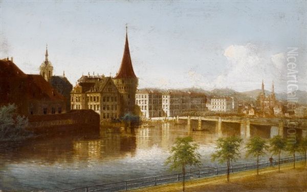 Blick Auf Luzern Oil Painting by Johann Wilhelm Jankowski