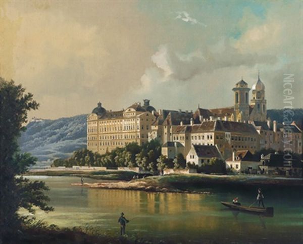 Blick Auf Klosterneuburg Und Kahlenberg Oil Painting by Johann Wilhelm Jankowski