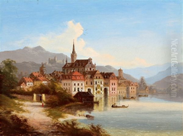 Blick Auf Schloss Heidelberg Oil Painting by Johann Wilhelm Jankowski