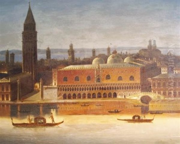 View Of The Ducal Palace And The Bacino San Marco, Venice Oil Painting by Johann Wilhelm Jankowski