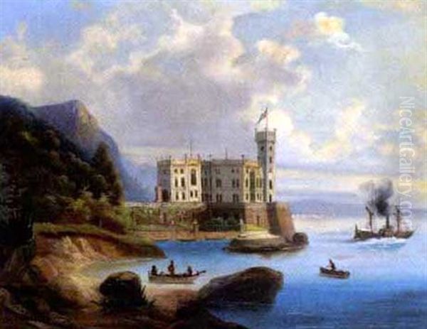 Blick Auf Schlos Miramare Oil Painting by Johann Wilhelm Jankowski