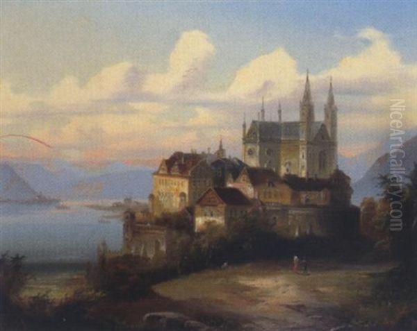 Blick Auf Eine Seelandschaft Oil Painting by Johann Wilhelm Jankowski