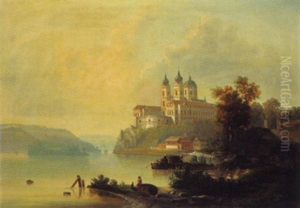 Blick Auf Stift Melk Oil Painting by Johann Wilhelm Jankowski