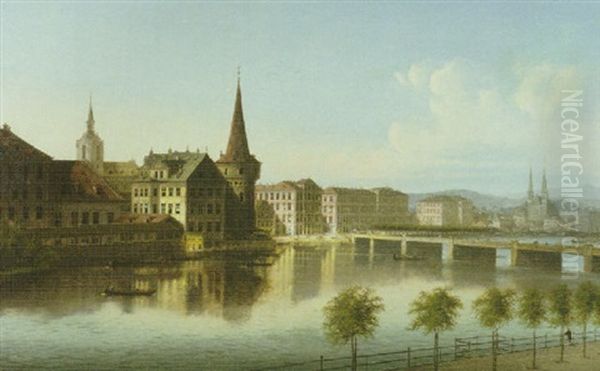 Blick Auf Die Stadt Luzern Oil Painting by Johann Wilhelm Jankowski