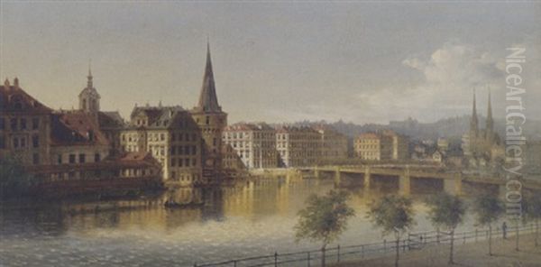 Vedute Von Luzern Oil Painting by Johann Wilhelm Jankowski