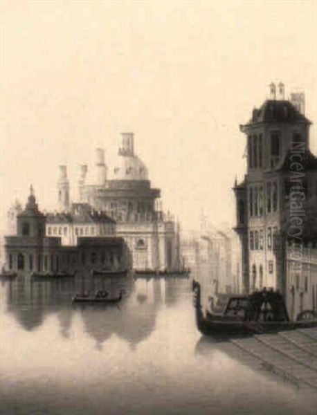 Venedig Am Eingang Des Canale Grande Oil Painting by Johann Wilhelm Jankowski