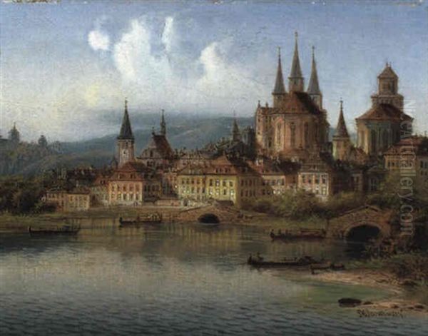 Erfurt Oil Painting by Johann Wilhelm Jankowski