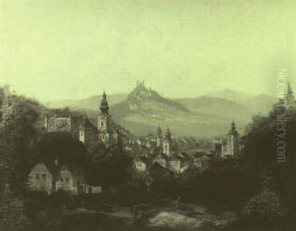 Oestereichische Stadt Oil Painting by Johann Wilhelm Jankowski