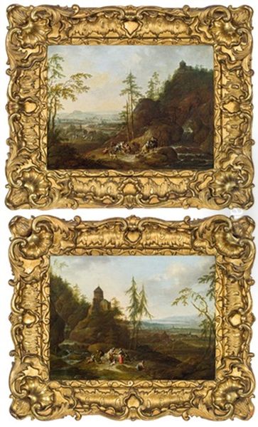 Pendants - Landscapes Oil Painting by Franz Christoph Janneck